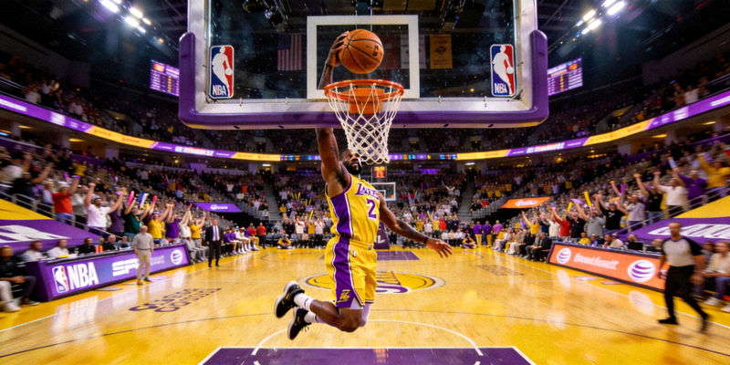 篮球运动员在NBA赛场上篮得分精彩瞬间